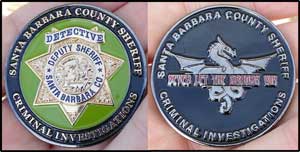 Santa Barbara County Sheriff Criminal Investigations custom police challenge coin